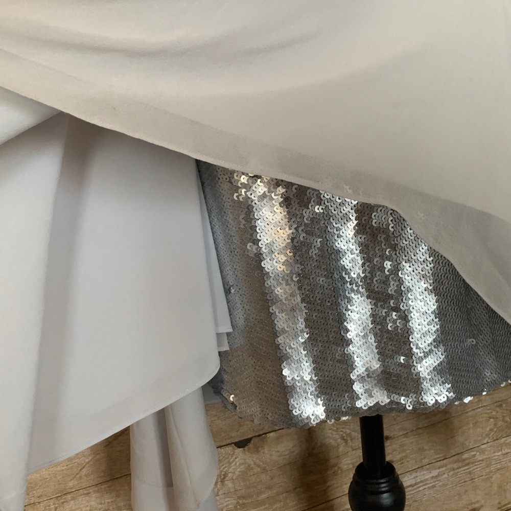 Reiss Light Gray High-Low Chiffon Dress - Picture 3 of 8